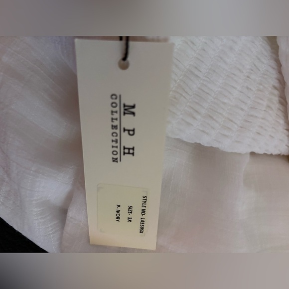 MPH Collection White Tiered Smocked Dress #8915 - Picture 5 of 5